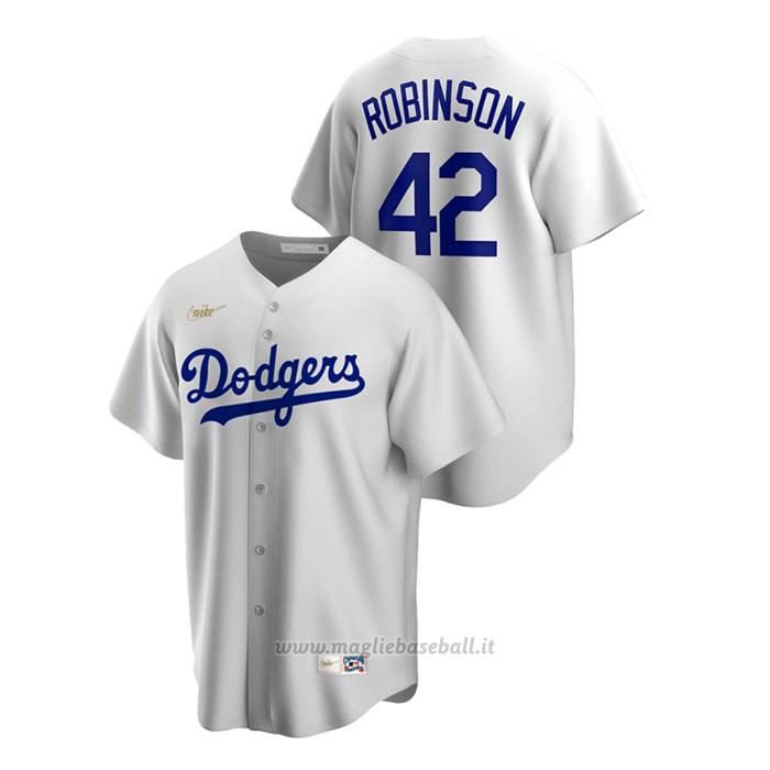 Maglia Baseball Uomo Los Angeles Dodgers Jackie Robinson Cooperstown Collection Primera Bianco